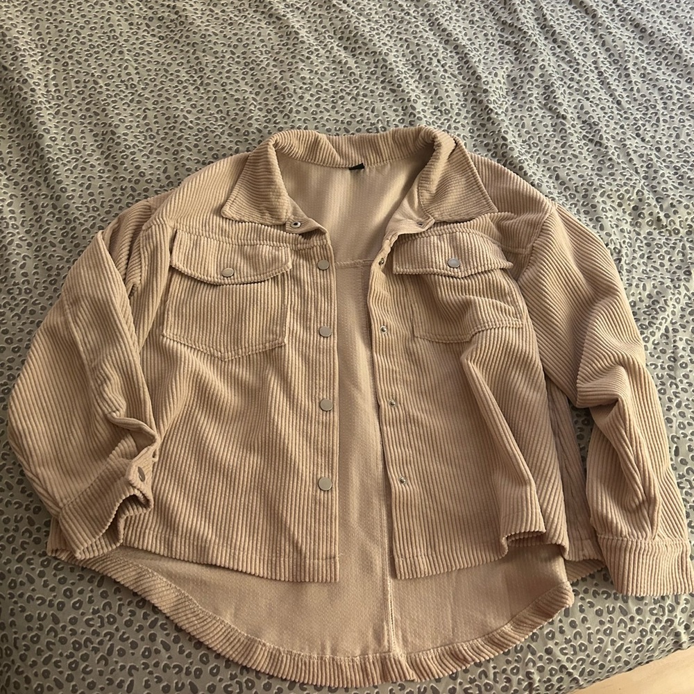 LAST CHANCE SHEIN Beige Corduroy Buttondown